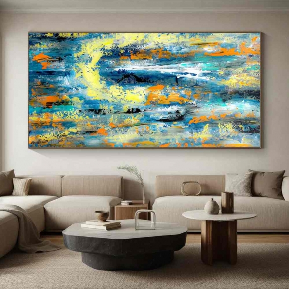 Yellow Paintings Blue Cool Abstract Artwork K77KD Yellow Paintings Blue Cool Abstract Artwork K77KD