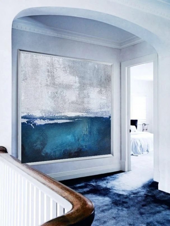 Blue Sea Abstract Canvas Artwork 1EWJ2