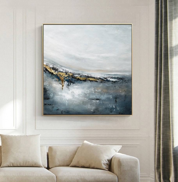 Bedroom Hallway Modern Gray Abstract Canvas Wall Art GZ53A