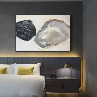 Black Giant White Abstract Canvas Artwork P4CJV