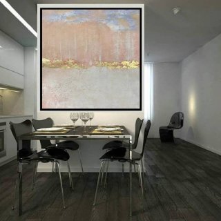 Pink Leaf Contemporary Abstract Canvas Artwork VC6WS