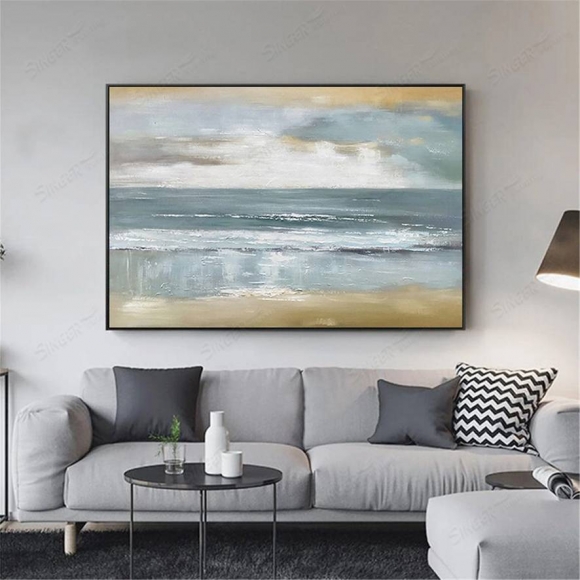 Living Coastal White Abstract Canvas Artwork CW5XJ