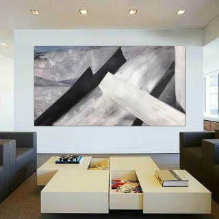 Black Oversized Canvas Painting Abstract Canvas Artwork XN2VS