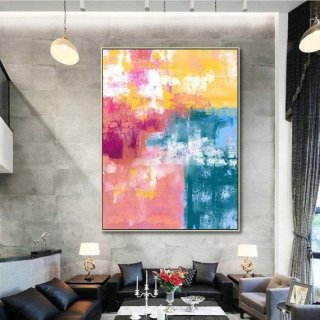 Pink Yellow Knife Abstract Canvas Artwork G324H Pink Yellow Knife Abstract Canvas Artwork G324H