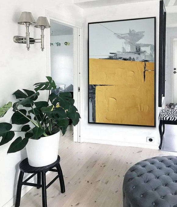 Entryway Leaf Black Abstract Canvas Artwork SAKA3 Entryway Leaf Black Abstract Canvas Artwork SAKA3