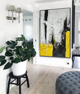 Black Modern Minimalist Abstract Canvas Wall Art KMV89