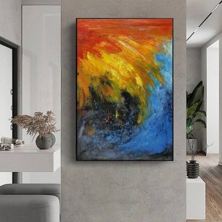 Red Living Abstract Canvas Wall Art 89SSK