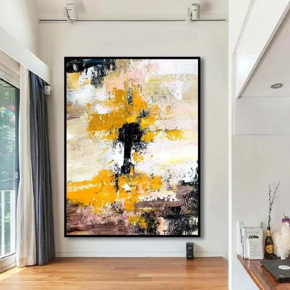 Oversized Yellow Canvas Paintings Abstract Canvas Artwork C3I12 Oversized Yellow Canvas Paintings Abstract Canvas Artwork C3I12