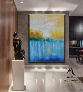 Pop Landscape Blue Abstract Canvas Artwork LF0RB