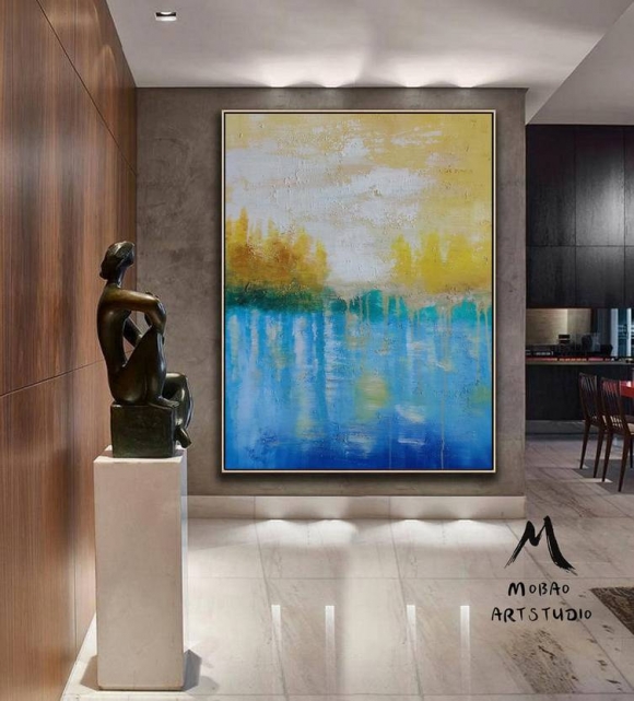 Pop Landscape Blue Abstract Canvas Artwork LF0RB Pop Landscape Blue Abstract Canvas Artwork LF0RB
