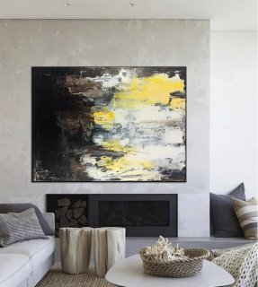 Brown Paintings Black Yellow Abstract Canvas Artwork QW61K Brown Paintings Black Yellow Abstract Canvas Artwork QW61K