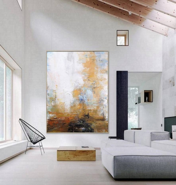 Grey Office Blue White Abstract Canvas Artwork 70CB6