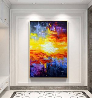 Knife Red Room Landscape Abstract Canvas Artwork LOEB4
