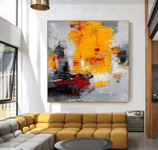 Gray Knife Contemporary Palette Abstract Canvas Artwork 3HI1G