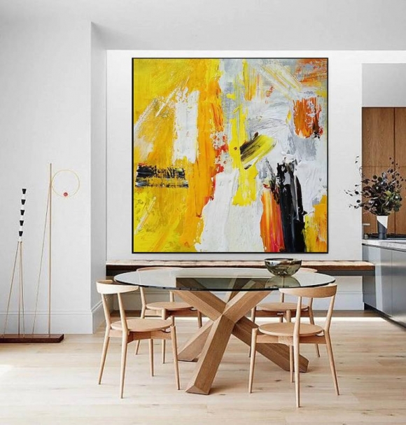 Yellow Abstract Canvas Painting Abstract Canvas Wall Art P9PAR Yellow Abstract Canvas Painting Abstract Canvas Wall Art P9PAR